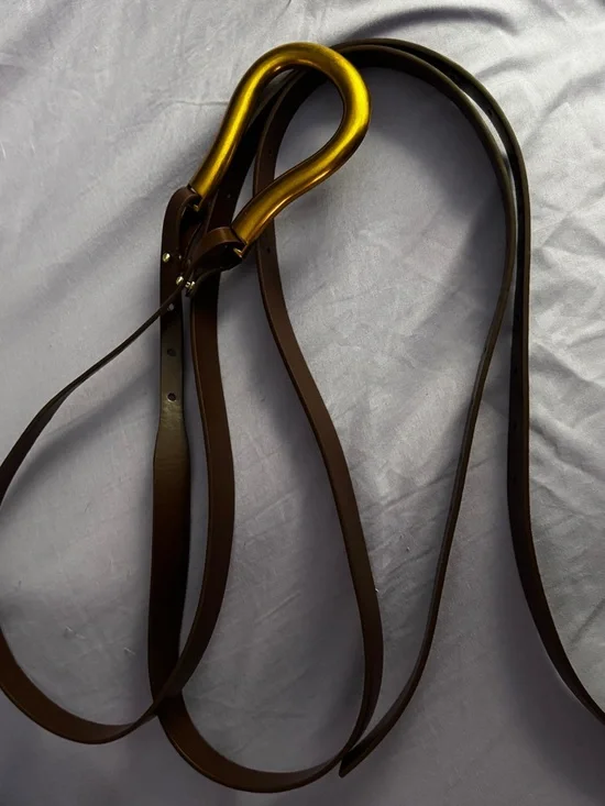 NEW Designer Inspired Brown & Black Double Strap Belts w/ Gold Accents - Picture 5 of 9